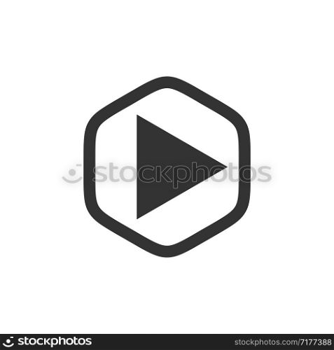 Play Button, Hexagon Shape Logo Template Illustration Design. Vector EPS 10.
