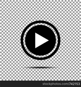 Play button icon in flat style on isolated background