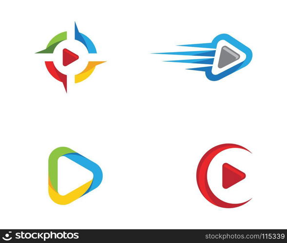 Play button icon vector Logo template design