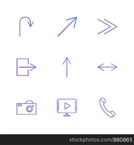 play , camera , call , arrows , directions , avatar , download , upload , apps , user interface , scale , reset message , up , down , left , right , icon, vector, design, flat, collection, style, creative, icons