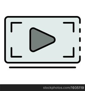 Play cinema button icon. Outline play cinema button vector icon color flat isolated. Play cinema button icon color outline vector