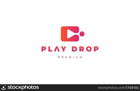 Play Drop Media Logo Vector Design illustration
