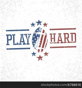 Play Hard American Football Stamp Illustration
