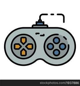 Play joystick icon. Outline play joystick vector icon color flat isolated. Play joystick icon color outline vector