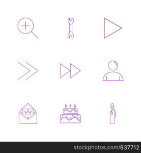 play, pencil , cake , user interface icons , arrows , navigation , wifi , internet , technology , apps , icon, vector, design, flat, collection, style, creative, icons