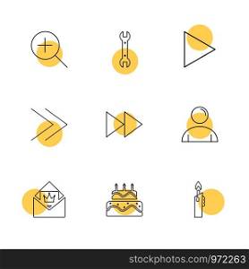 play, pencil , cake , user interface icons , arrows , navigation , wifi , internet , technology , apps , icon, vector, design, flat, collection, style, creative, icons
