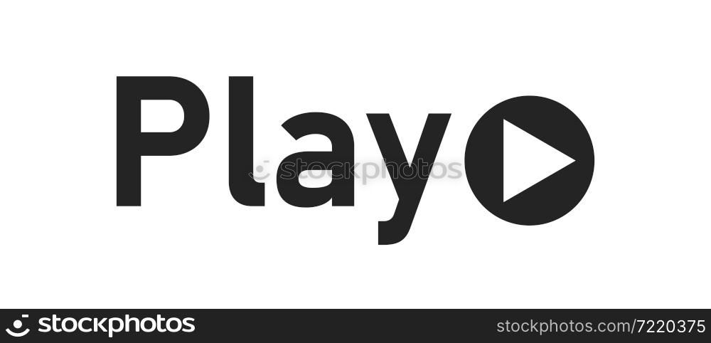 Play, text button. Logo design. Play icon. Minimal symbol in vector flat style.