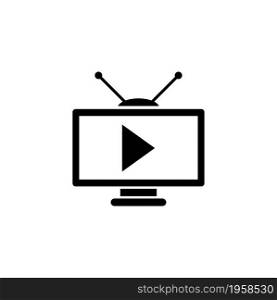 Play TV Channel Program, Television. Flat Vector Icon illustration. Simple black symbol on white background. Play TV Channel Program, Television sign design template for web and mobile UI element. Play TV Channel Program, Television. Flat Vector Icon illustration. Simple black symbol on white background. Play TV Channel Program, Television sign design template for web and mobile UI element.