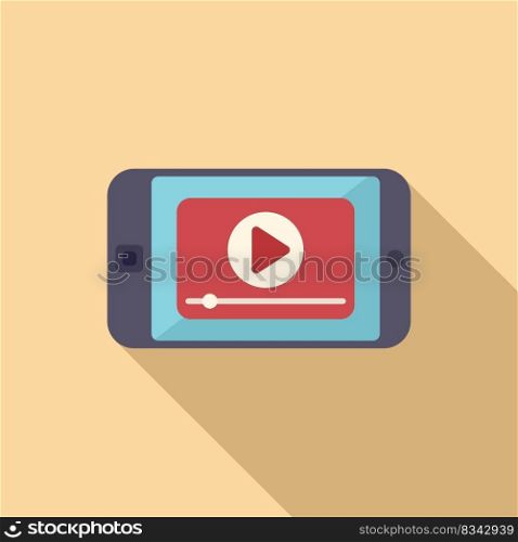 Play video on phone icon flat vector. Mobile smartphone. Person app. Play video on phone icon flat vector. Mobile smartphone