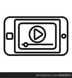 Play video on phone icon outline vector. Mobile smartphone. Person app. Play video on phone icon outline vector. Mobile smartphone