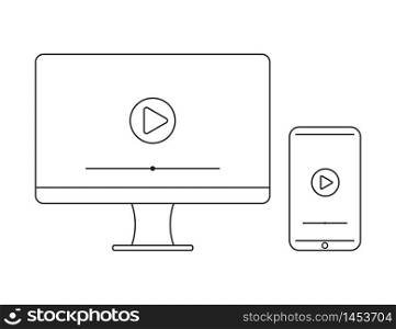 Play video screen vector icon. Screen video player.
