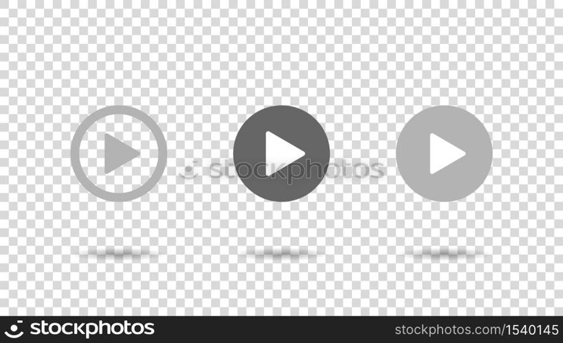 Play video sign vector on transparent background.. Play sign illustration