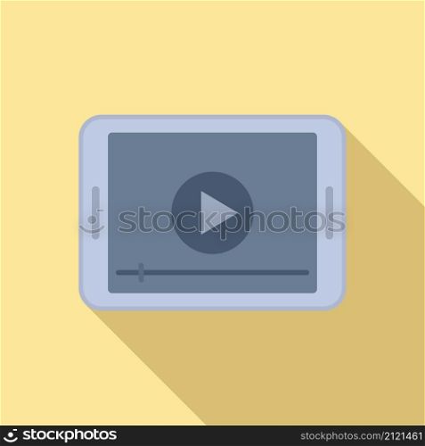 Play video tablet icon flat vector. Watching player. Screen mobile. Play video tablet icon flat vector. Watching player