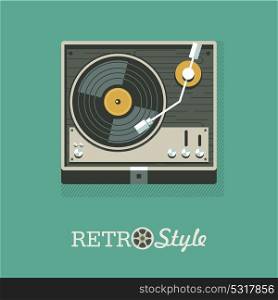 Player for vinyl records. Logo, icon. Vector illustration.