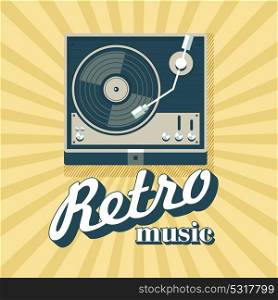 Player for vinyl records. Retro music. Logo, icon. Vector illustration.