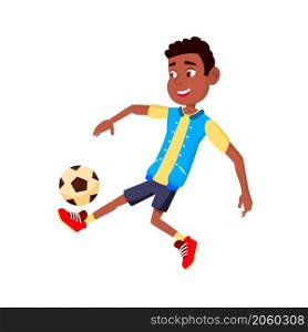 player teen boy playing football soccer player. vector flat cartoon illustration. player teen boy playing football vector