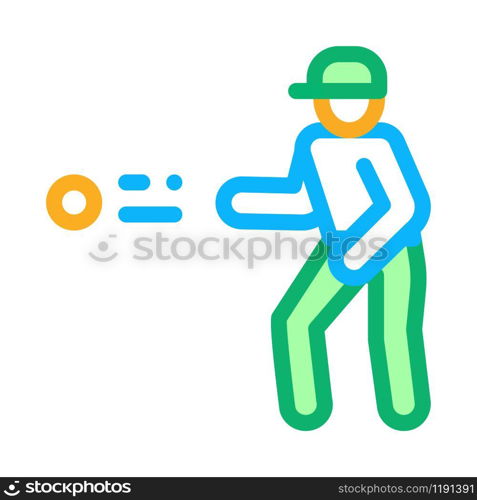 Player Throw Ball Icon Vector. Outline Player Throw Ball Sign. Isolated Contour Symbol Illustration. Player Throw Ball Icon Vector Outline Illustration