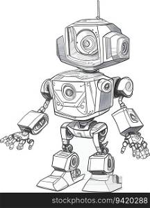 Playful 3D Cartoon Sketch Robot: A Delightful Character for Children's Books