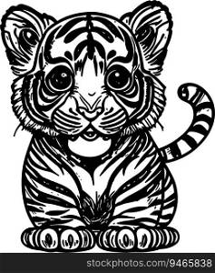 Playful Tiger Cub Coloring Book  Big Eyes, Stripes, and Ready to Pounce