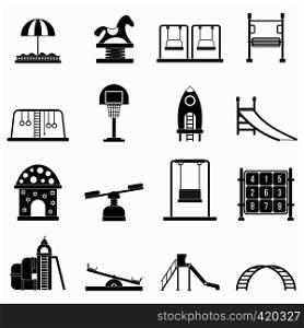 Playground black simple icons set isolated on white background. Playground black simple icons set
