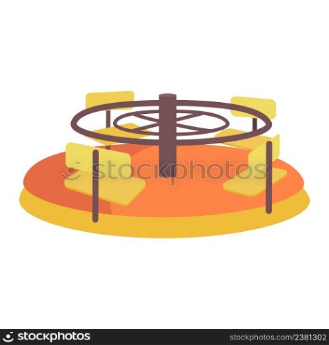 Playground roundabout semi flat color vector object. Full sized item on white. Rotating mechanism. Merry-go-round simple cartoon style illustration for web graphic design and animation. Playground roundabout semi flat color vector object