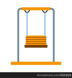 Playground swing icon in flat style isolated on white background. Playground swing icon