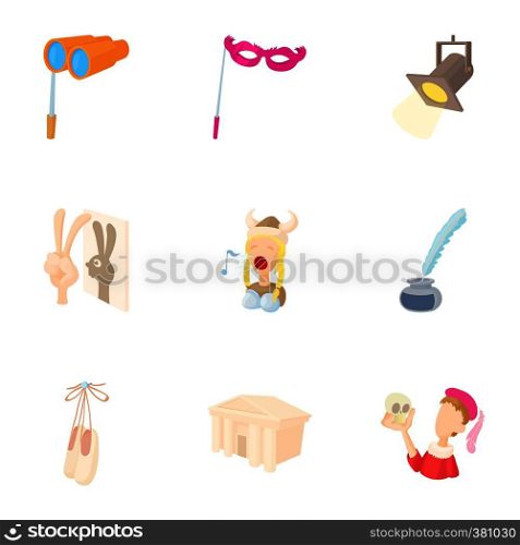Playhouse icons set. Cartoon illustration of 9 playhouse vector icons for web. Playhouse icons set, cartoon style