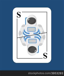 Playing card Spaceman Conceptual new card astronaut. Cosmonaut. spacesuit. Ulitaet in event of an attack other players.