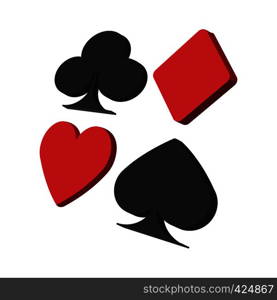 Playing card suit in black and red cartoon icon on a white background. Playing card suit in black and red cartoon icon