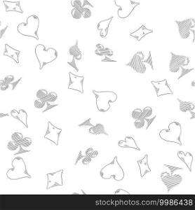 Playing card suit seamless pattern. Gambling theme vector background