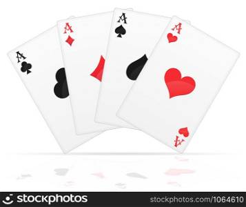 playing cards aces of different suits vector illustration isolated on white background