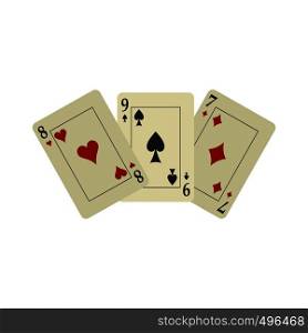 Playing cards flat icon isolated on white background. Playing cards flat