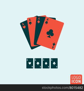 Playing cards icon. Playing cards logo. Playing cards symbol. Ace playing cards icon isolated, minimal design. Vector illustration