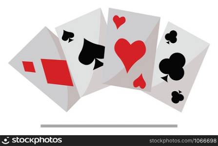 Playing cards, illustration, vector on white background.