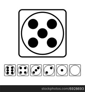 Playing Dice Flat Icons Vector Set. For Playing Board Casino Game. Isolated On White. Playing Dice Flat Icons Vector Set. For Playing Board Casino Game. Isolated