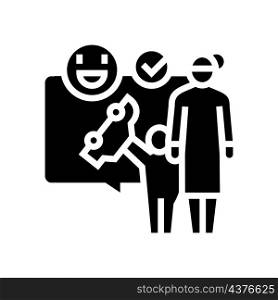playing games babysitter and kid glyph icon vector. playing games babysitter and kid sign. isolated contour symbol black illustration. playing games babysitter and kid glyph icon vector illustration