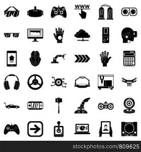Playing icons set. Simple style of 36 playing vector icons for web isolated on white background. Playing icons set, simple style