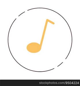 Playing music flat monochrome isolated vector object. Musical note inside circle. Editable black and white line art drawing. Simple outline spot illustration for web graphic design. Playing music flat monochrome isolated vector object
