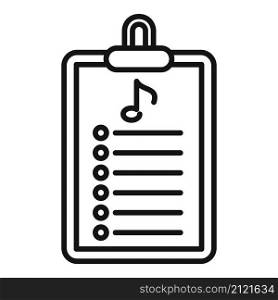 Playlist clipboard icon outline vector. Music song. Mobile app. Playlist clipboard icon outline vector. Music song