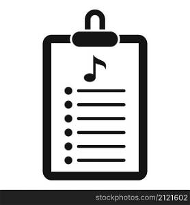 Playlist clipboard icon simple vector. Music song. Mobile app. Playlist clipboard icon simple vector. Music song