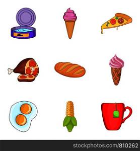 Pleasant breakfast icons set. Cartoon set of 9 pleasant breakfast vector icons for web isolated on white background. Pleasant breakfast icons set, cartoon style