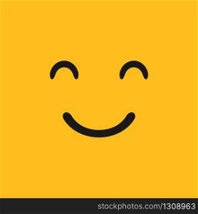 Pleased Emoji on a yellow background. Vector EPS 10