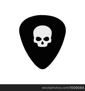plectrum with skull in flat style on white background. plectrum with skull in flat on white background