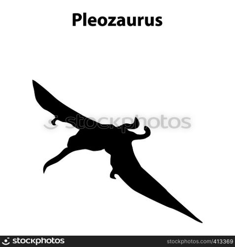 Pleozaurus dinosaur black silhouettes isolated on white background. Pleozaurus dinosaur silhouette