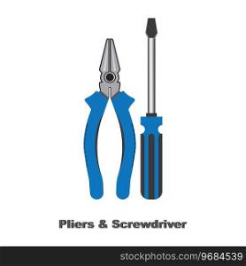Pliers and Screwdriver icon,vector illustration logo template