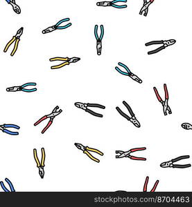 pliers equipment tool repair work vector seamless pattern thin line illustration. pliers equipment tool repair work vector seamless pattern