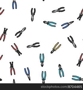 pliers equipment tool repair work vector seamless pattern thin line illustration. pliers equipment tool repair work vector seamless pattern