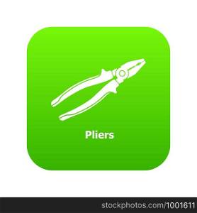 Pliers icon green vector isolated on white background. Pliers icon green vector