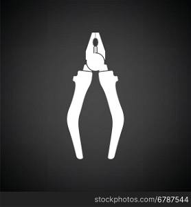 Pliers tool icon. Black background with white. Vector illustration.