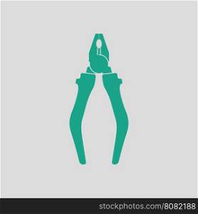 Pliers tool icon. Gray background with green. Vector illustration.